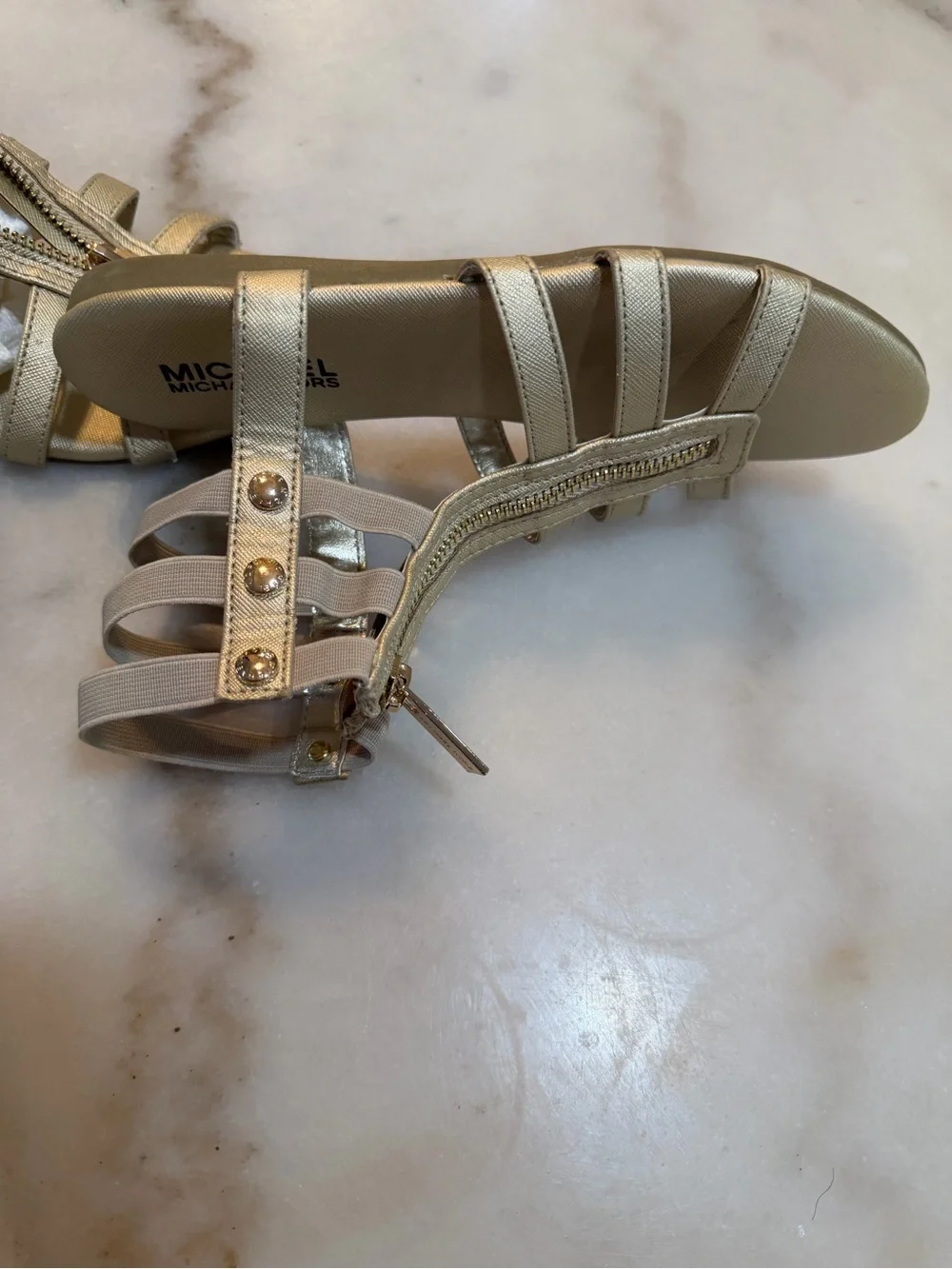 Michael Kors Metallic Gold Zipper Gladiator Sandals